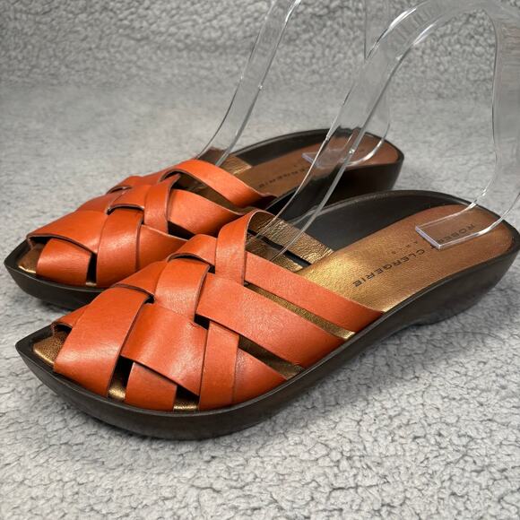 ROBERT CLERGERIE Mule 6.5 Platform Sandal Artsy Boho Asian Pointed Toe Woven - Picture 3 of 13